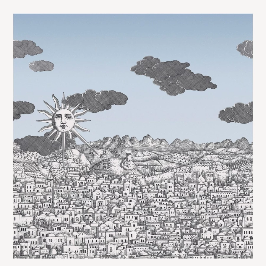 Fornasetti Blue Ombre Sky Wallpaper "Vista Mediterranea" - Luxury Designer Wall Covering