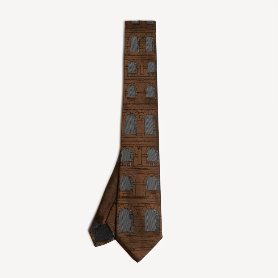 Fornasetti Multicolour Tie Acquedotto Designer Silk Tie