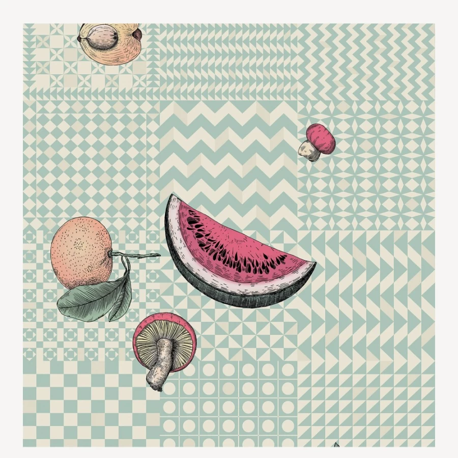 Fornasetti Pastel Wallpaper Frutta E Geometrico Design