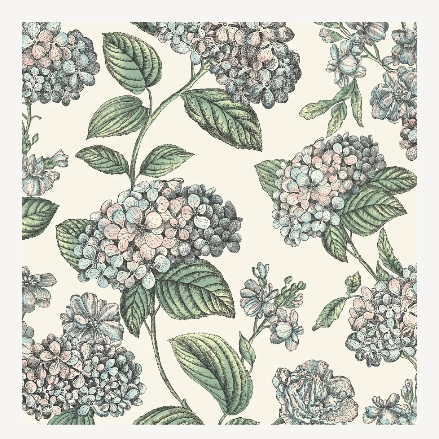 Fornasetti Pastel On Stone Wallpaper - Ramo Di Ortensia Design