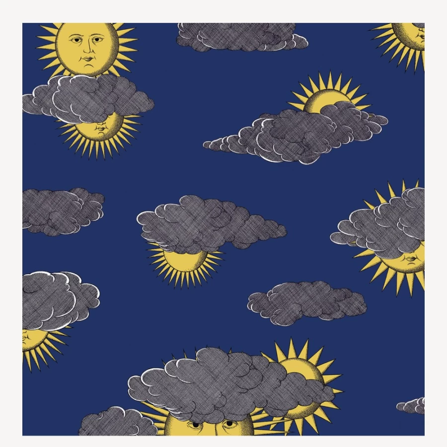 Fornasetti Yellow & Blue Soli E Nuvole Wallpaper