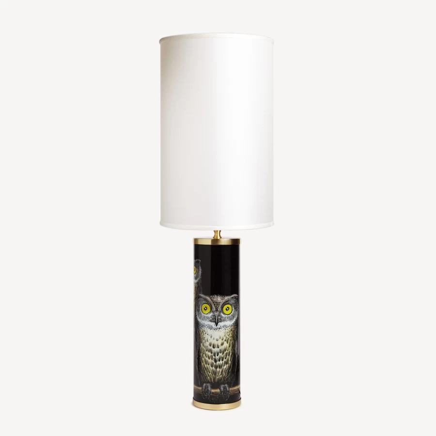 Fornasetti Multicolour Cylindrical Lamp Base Civette - Decorative Designer Lighting