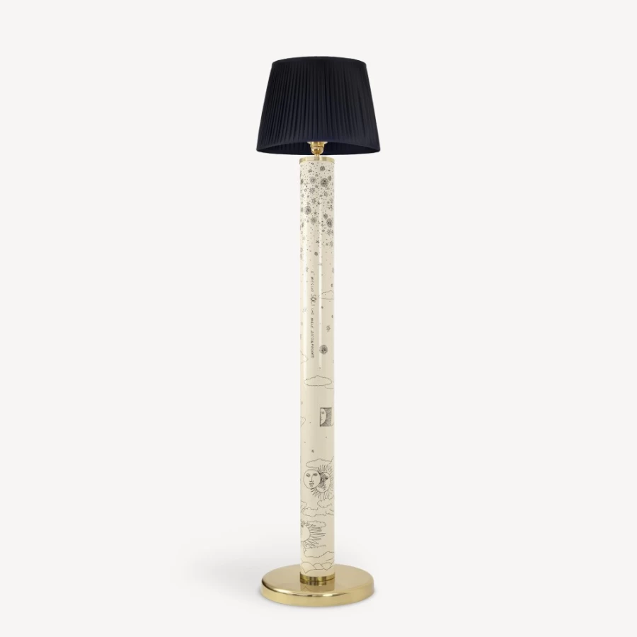 Fornasetti Solitario Floor Lamp in Black and Ivory - Modern Designer Lighting