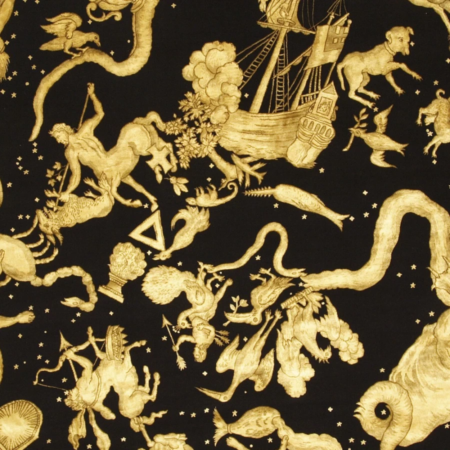 Fornasetti Black/Gold Oriental Hemisphere Rug - Luxury Designer Home Decor