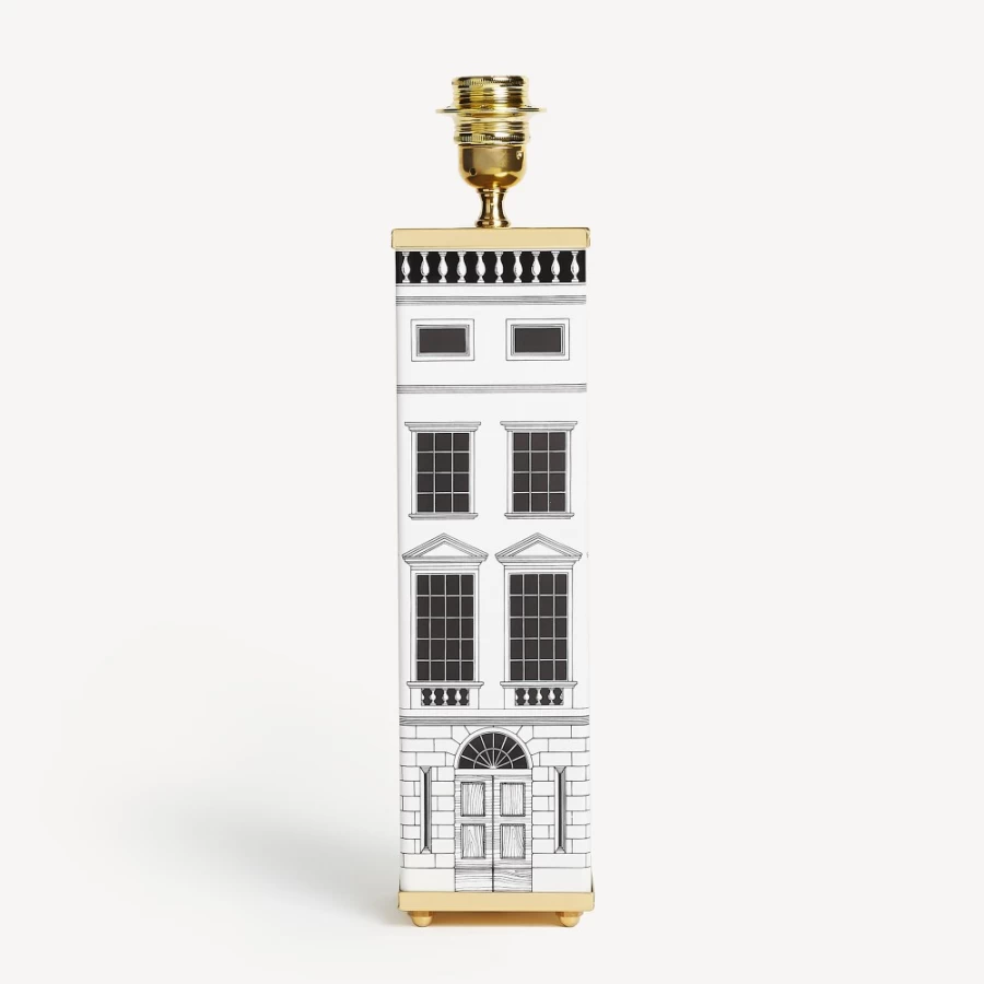 Fornasetti White and Black Square Lamp Base Architettura - Modern Designer Lighting