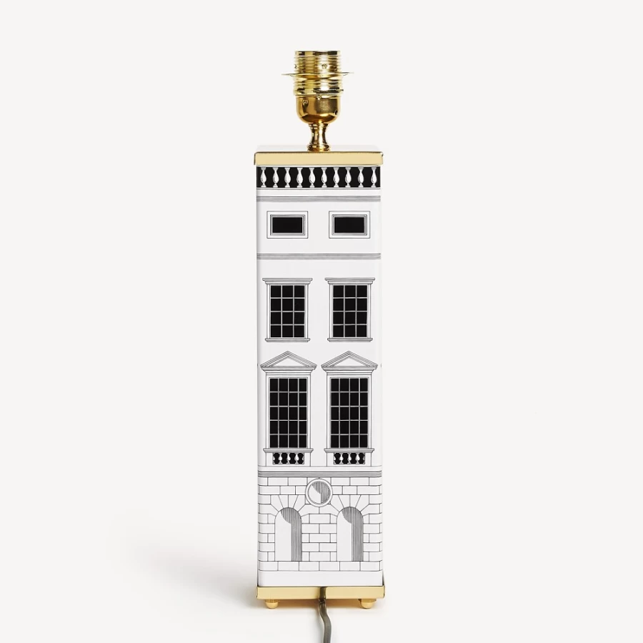 Fornasetti White and Black Square Lamp Base Architettura - Modern Designer Lighting