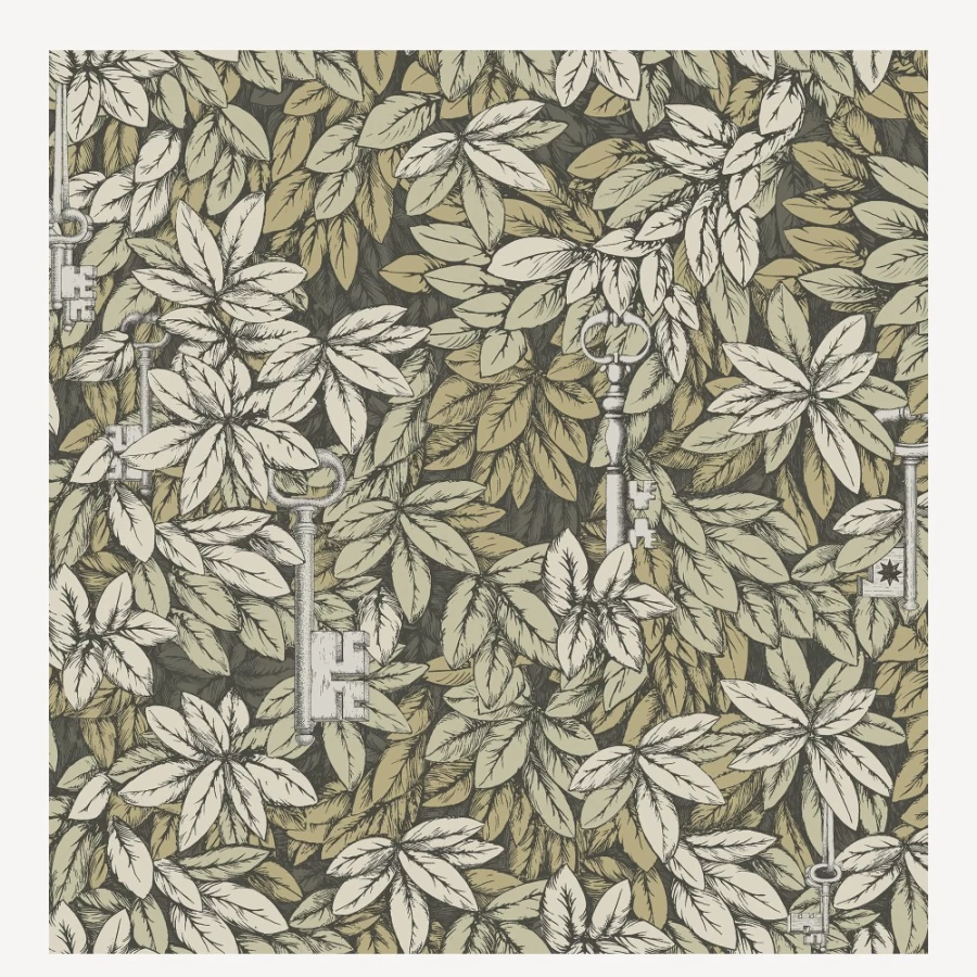 Fornasetti Gilver and Gold Chiavi Segrete Wallpaper