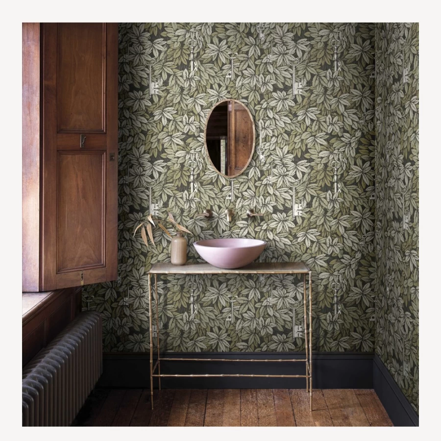 Fornasetti Gilver and Gold Chiavi Segrete Wallpaper