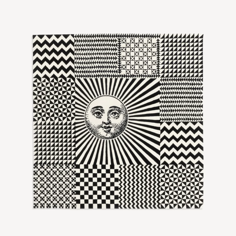 Fornasetti White and Black Rug Optical Illusion Design Luxury Home Decor