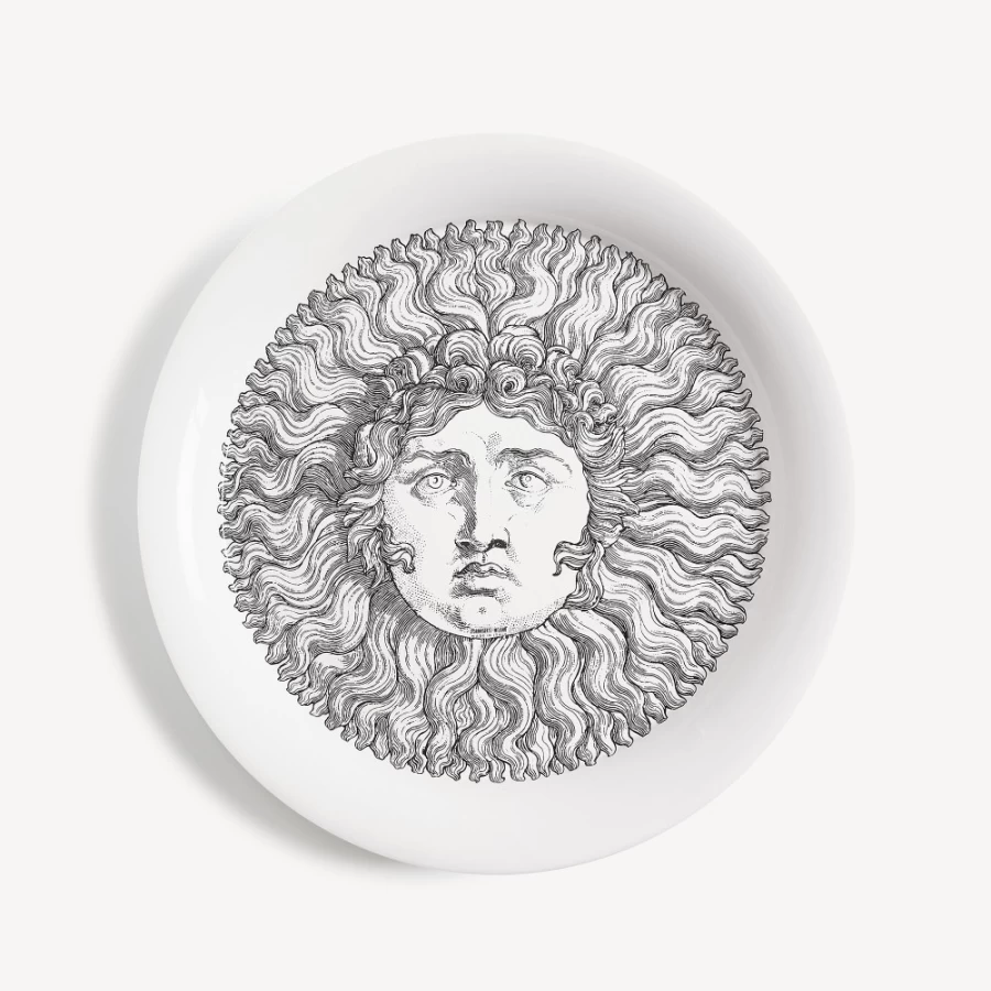 Fornasetti White and Black Re Sole Decorative Tray
