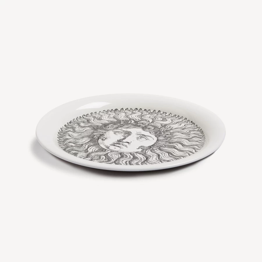 Fornasetti White and Black Re Sole Decorative Tray