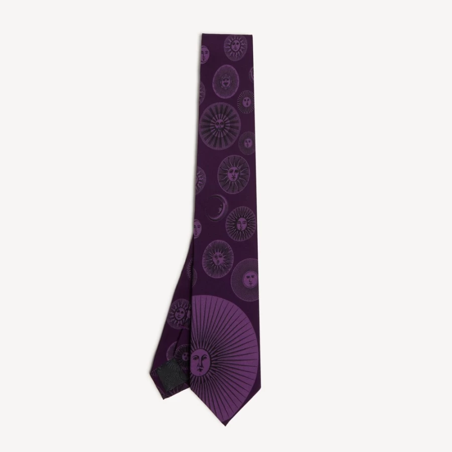 Fornasetti Purple Tie Silk with Unique Artistic Print - Elegant Designer Necktie