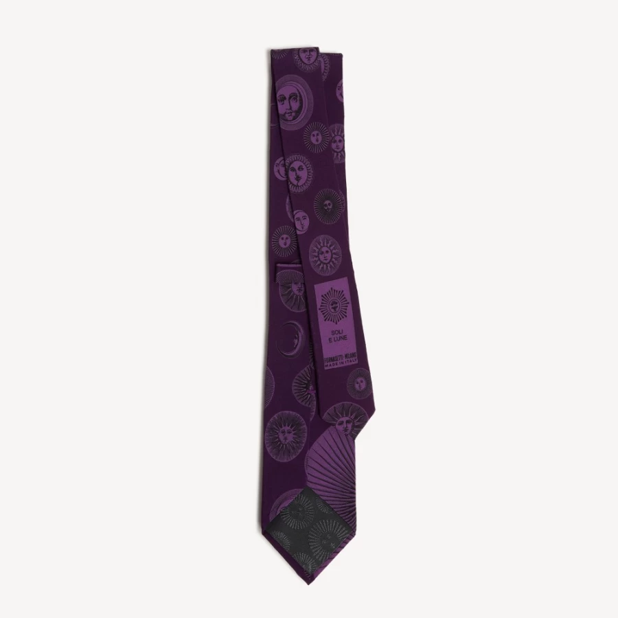 Fornasetti Purple Tie Silk with Unique Artistic Print - Elegant Designer Necktie