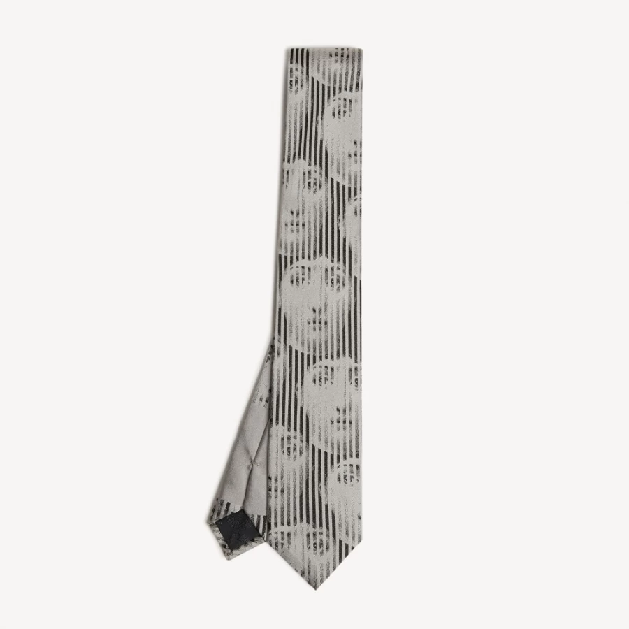 Fornasetti Tie "Tema E Variazioni N.34" in White and Black - Classic Designer Necktie