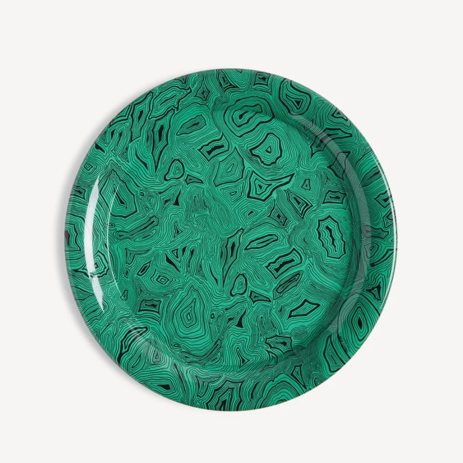 Fornasetti Malachite Green and Black Decorative Tray