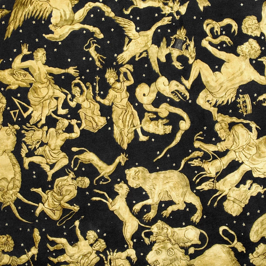 Fornasetti Black and Gold Western Hemisphere Rug - Luxury Designer Home Decor