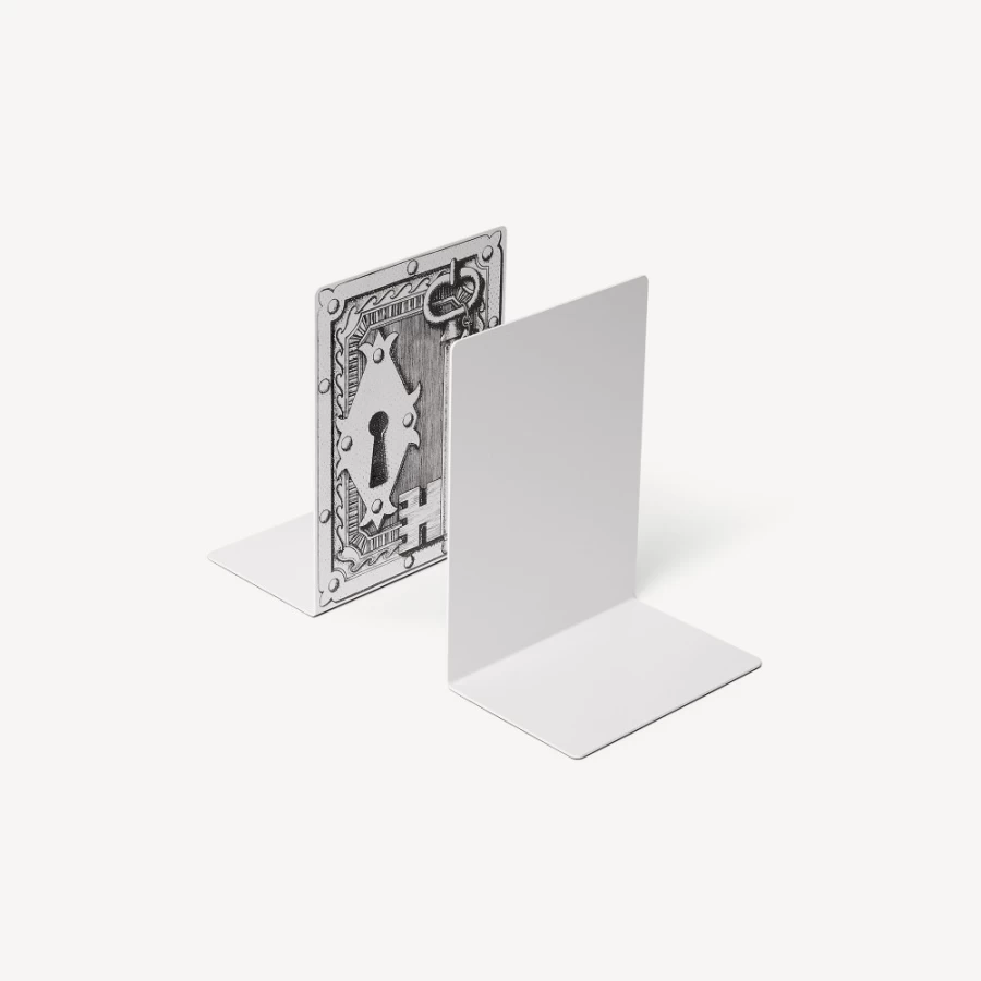 Fornasetti White and Black Bookends Libri Proibiti - Decorative Designer Book Holders