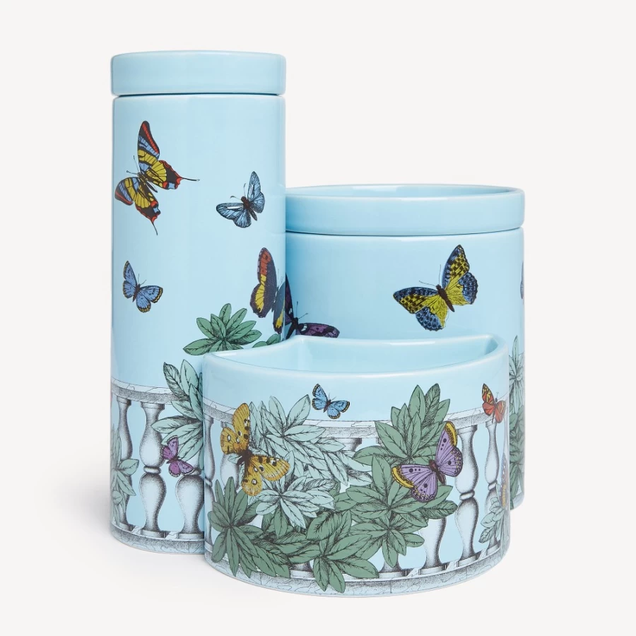 Fornasetti Scented Candles Set of 3 - Decor Farfalle E Balaustra - Giardino Segreto Fragrance - Multicolour Home Decor