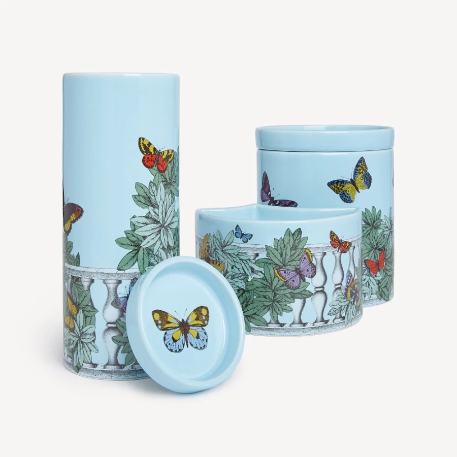 Fornasetti Scented Candles Set of 3 - Decor Farfalle E Balaustra - Giardino Segreto Fragrance - Multicolour Home Decor