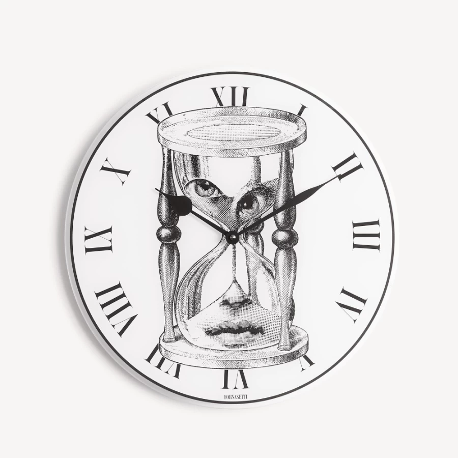 Fornasetti Tema E Variazioni N.184 Wall Clock in White and Black
