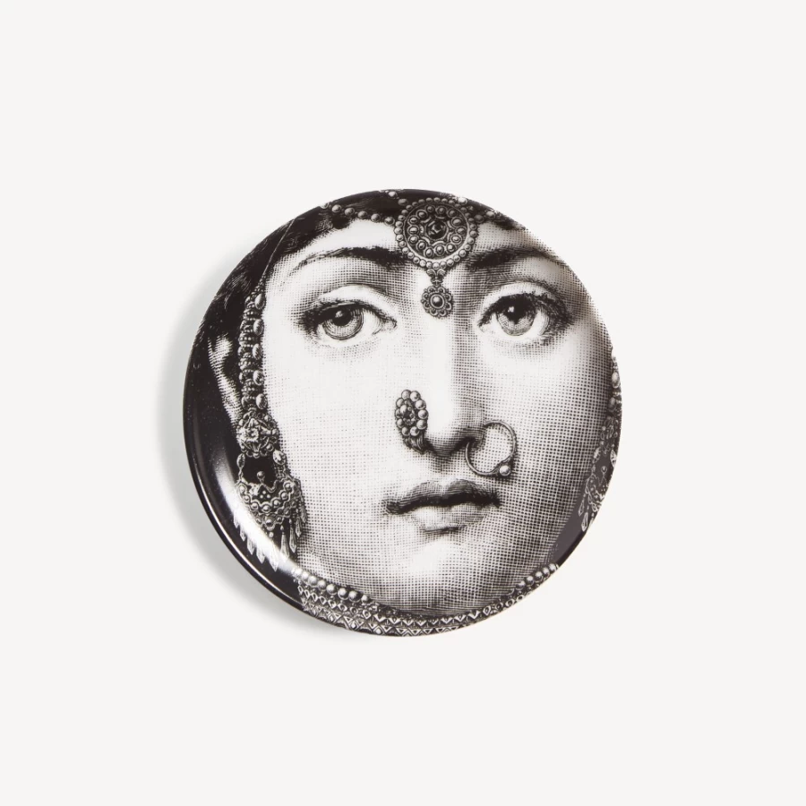 Fornasetti Coaster Tema E Variazioni N.228 - White and Black Ceramic Decorative Tray