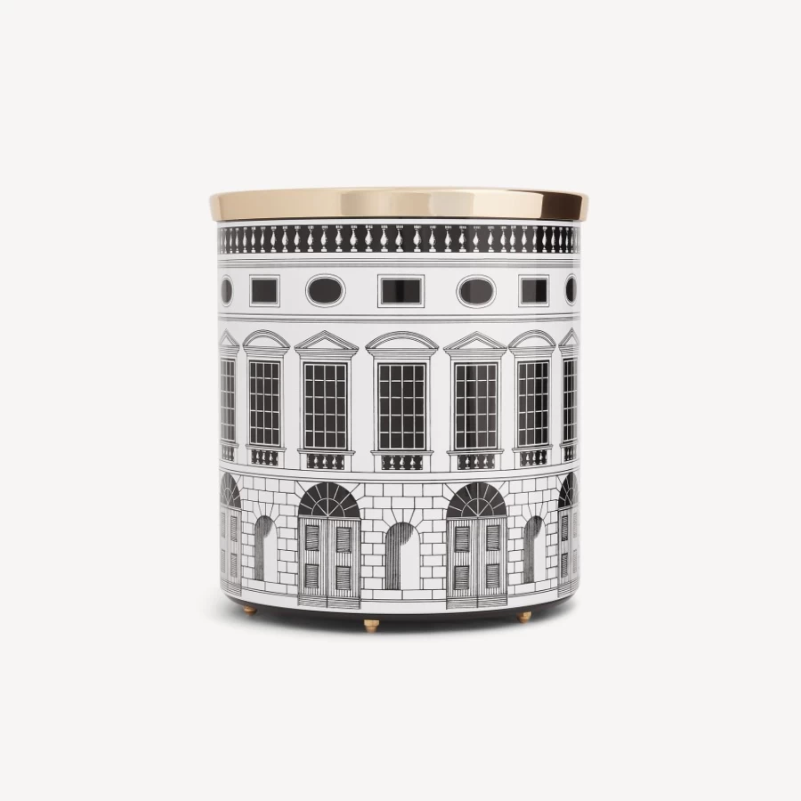 Fornasetti White and Black Paper Basket Architettura Decorative Storage Bin