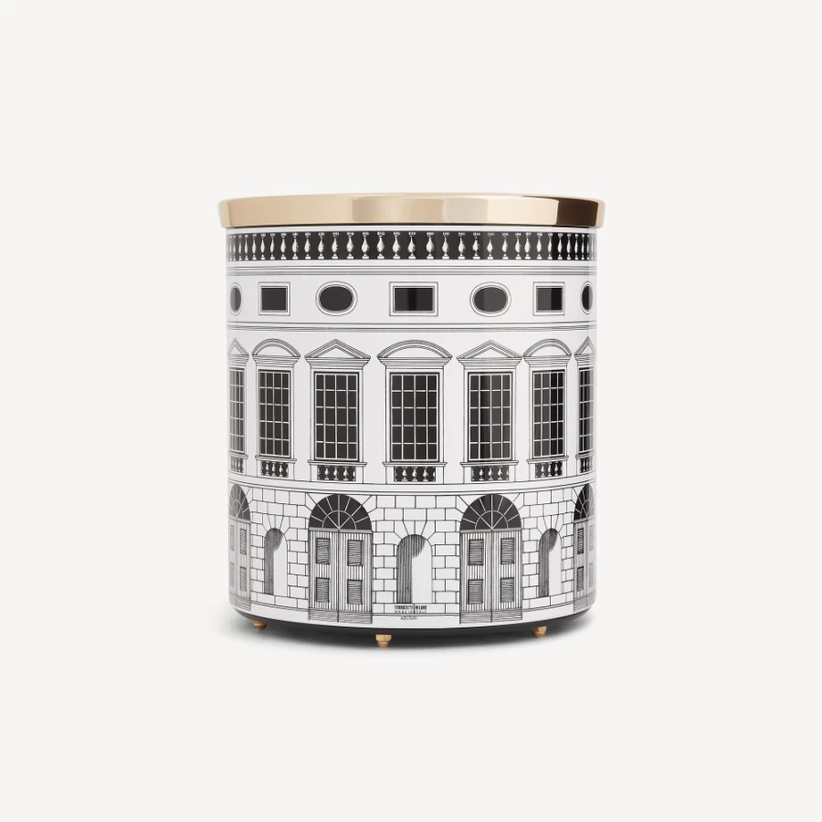 Fornasetti White and Black Paper Basket Architettura Decorative Storage Bin