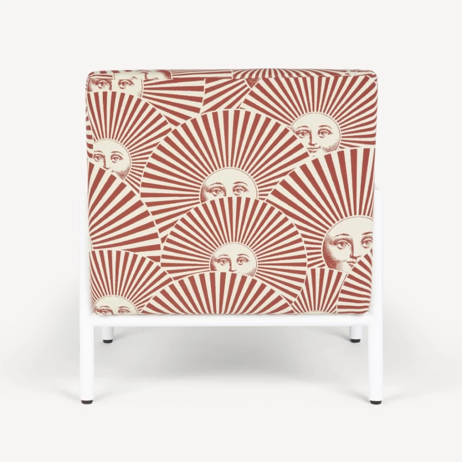Fornasetti Outdoor Armchair Soli A Ventaglio in Rust, Ecru & White - Premium Garden Lounge Chair
