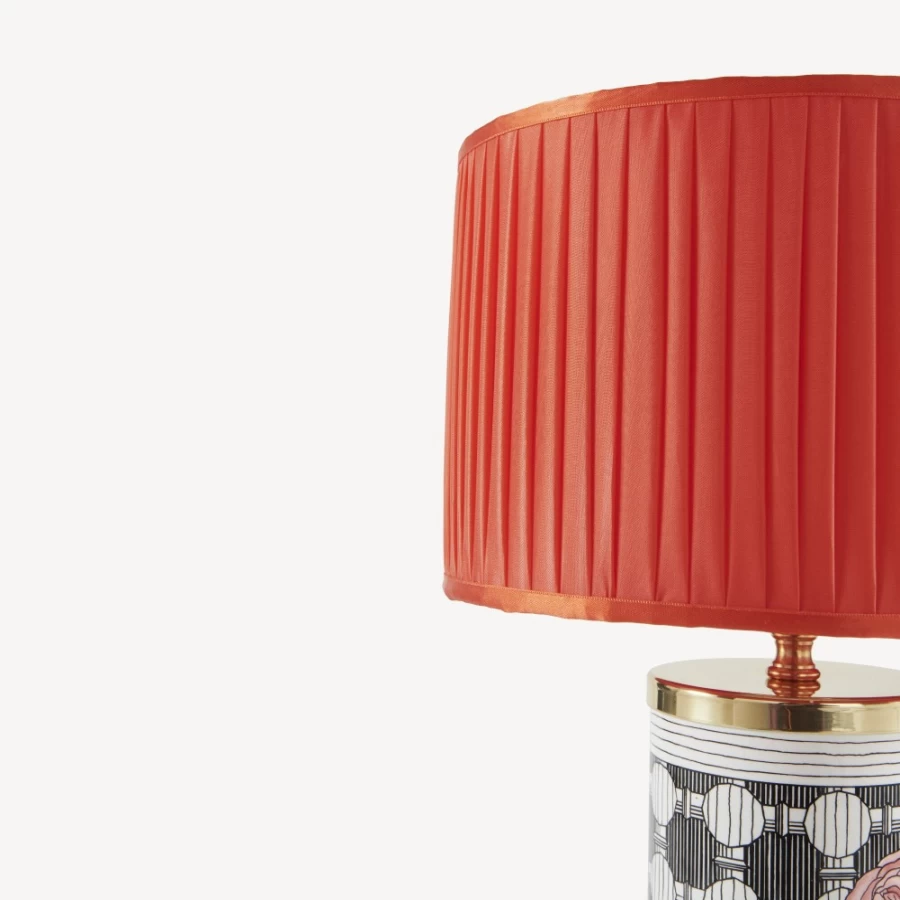 Fornasetti Rosso Pleated Semi-Cylindrical Lampshade - Elegant Fabric Design