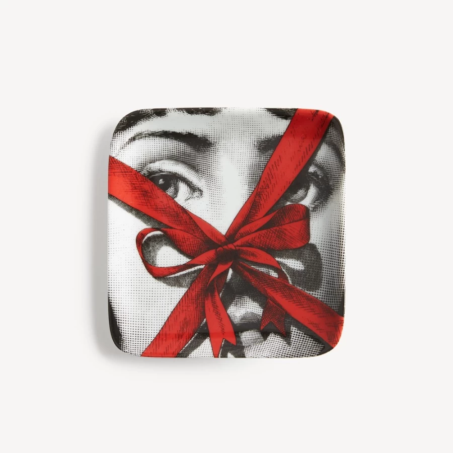 Fornasetti Designer Ashtray - Elegant White, Black, and Red Collectible Gift for Smoking Accessories