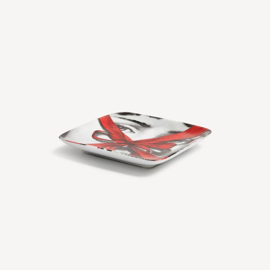 Fornasetti Designer Ashtray - Elegant White, Black, and Red Collectible Gift for Smoking Accessories