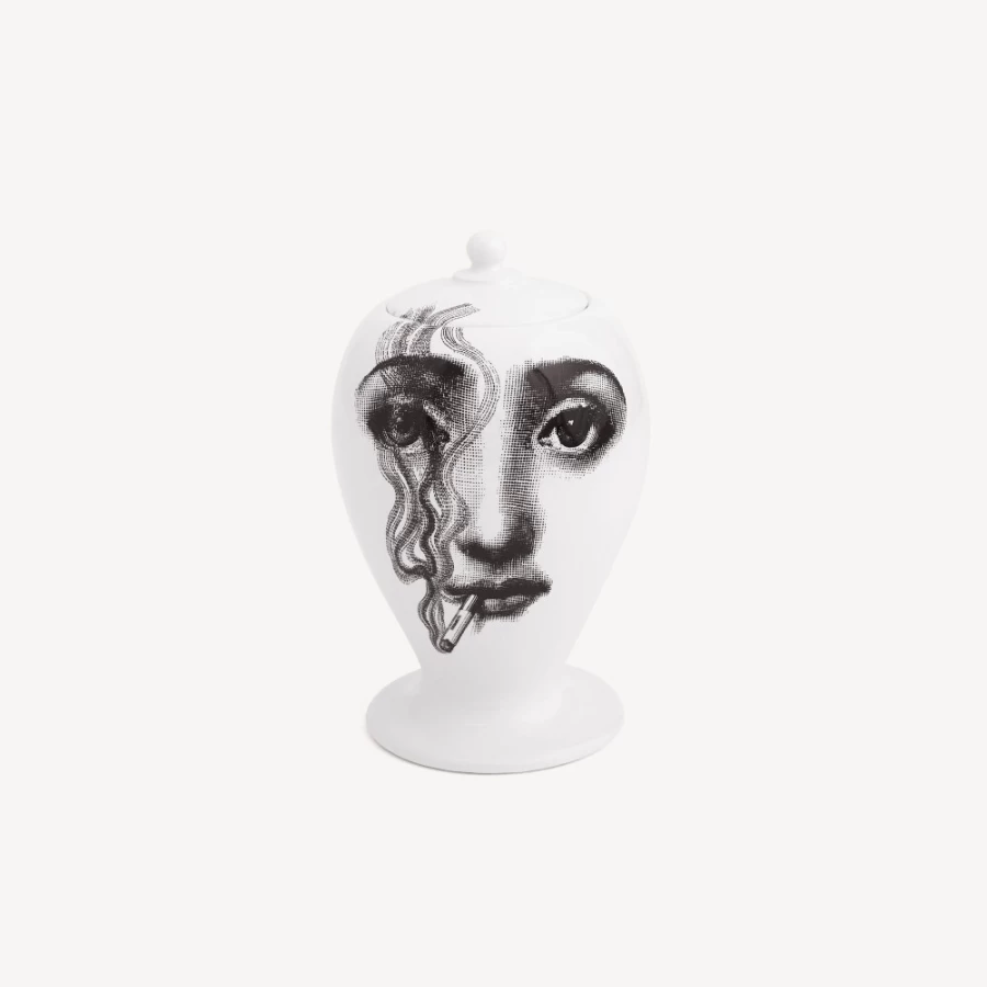 Fornasetti White and Black Vase - Il Fumo Fa Male Design Collection