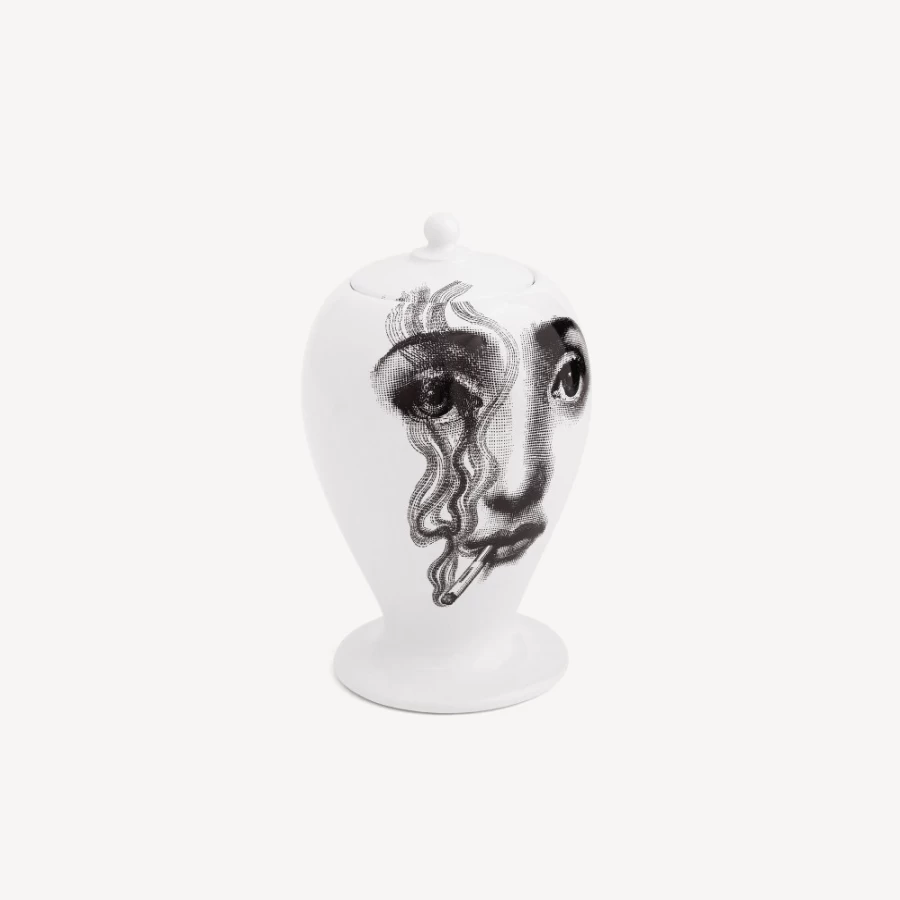 Fornasetti White and Black Vase - Il Fumo Fa Male Design Collection