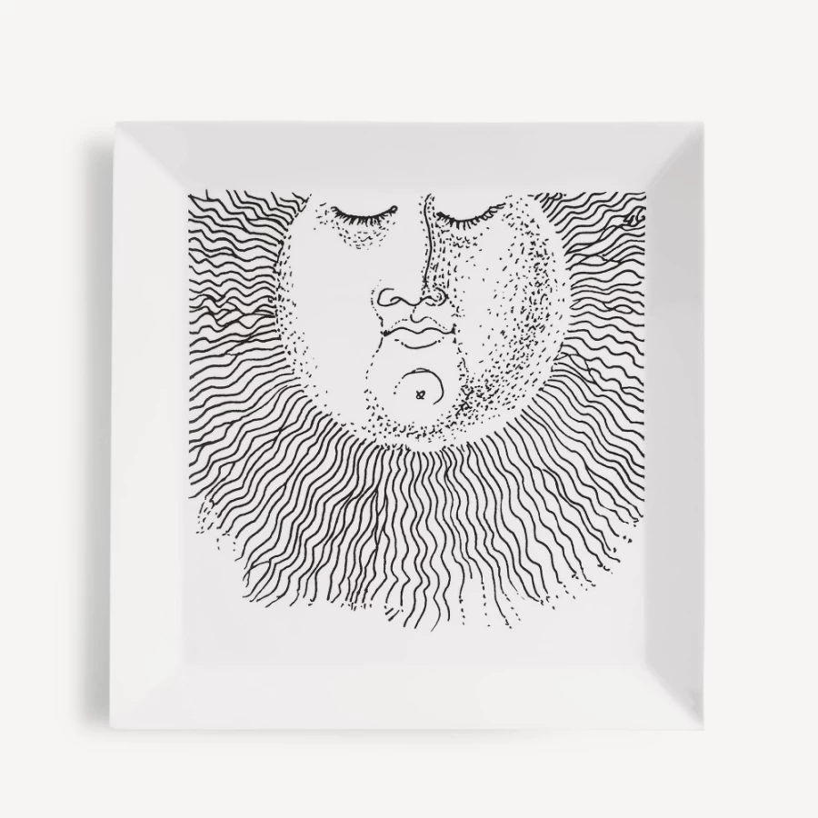 Fornasetti White and Black Solitary Tray - Decorative Collectible Tray