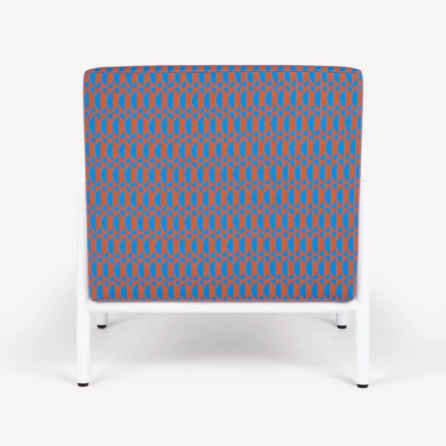Fornasetti Losanghe Outdoor Armchair in Turquoise, Orange & White - Modern Garden Lounge Chair
