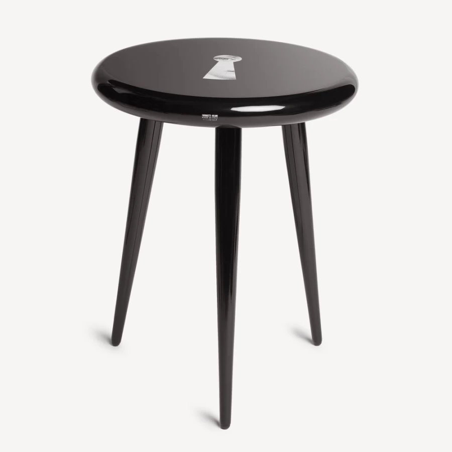 Fornasetti Serratura Stool in White and Black - Modern Designer Furniture