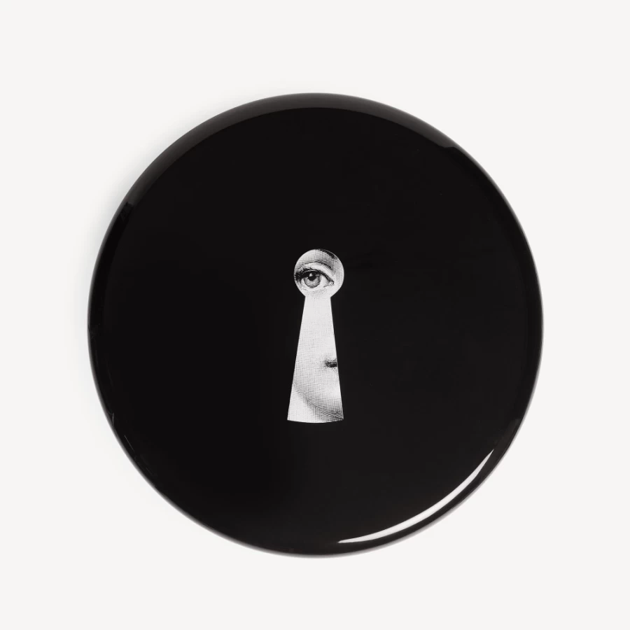 Fornasetti Serratura Stool in White and Black - Modern Designer Furniture