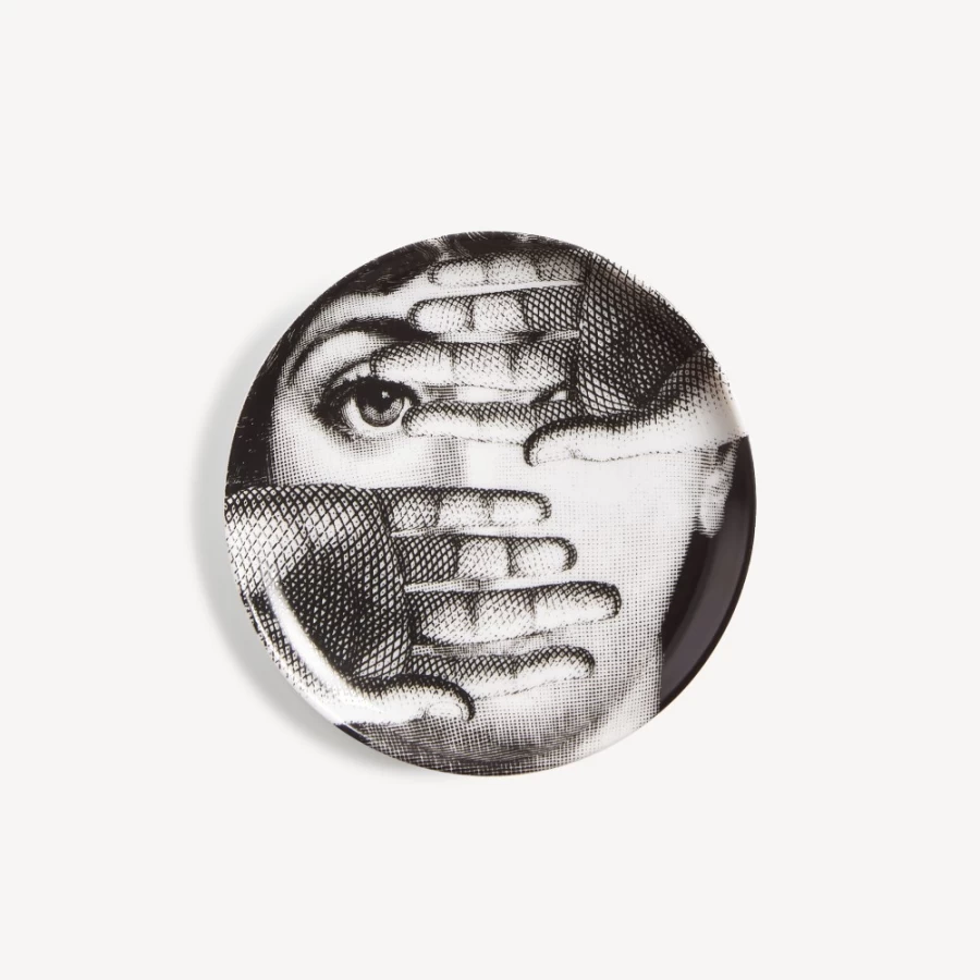 Fornasetti Coaster Tema E Variazioni N.154 - White and Black Ceramic Decorative Tray