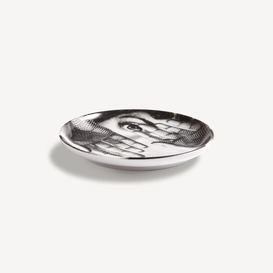 Fornasetti Coaster Tema E Variazioni N.154 - White and Black Ceramic Decorative Tray