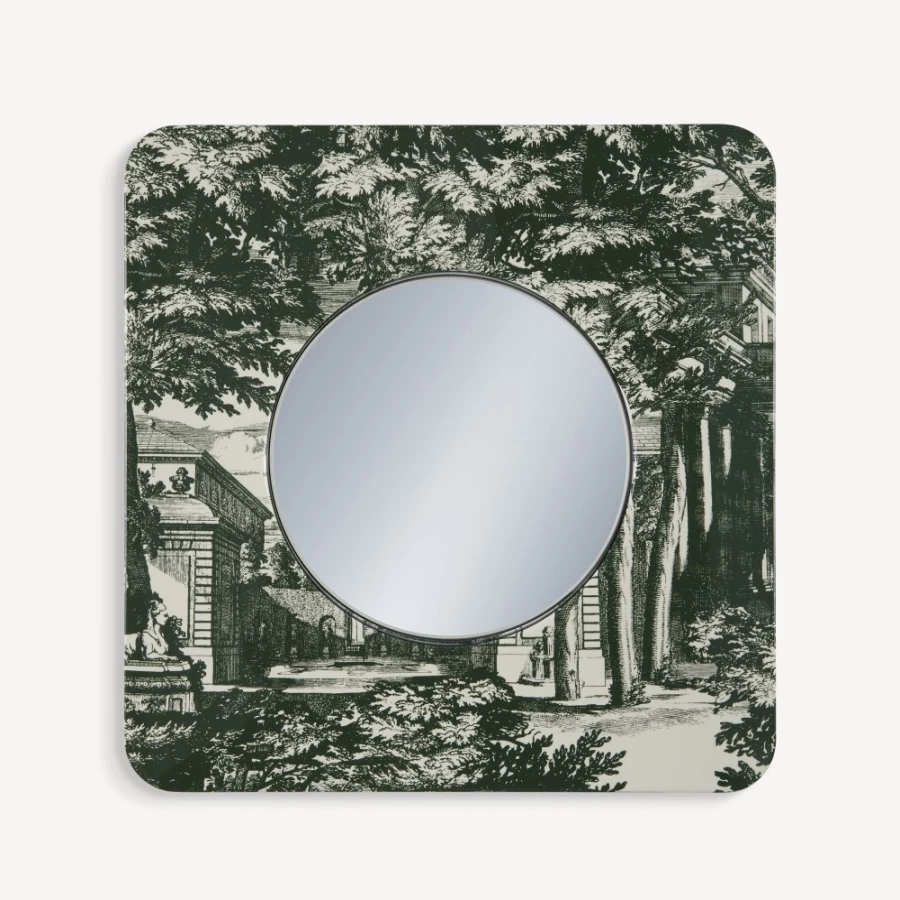 Fornasetti Giardino Settecentesco Green Ivory Framed Flat Mirror - Decorative Wall Art