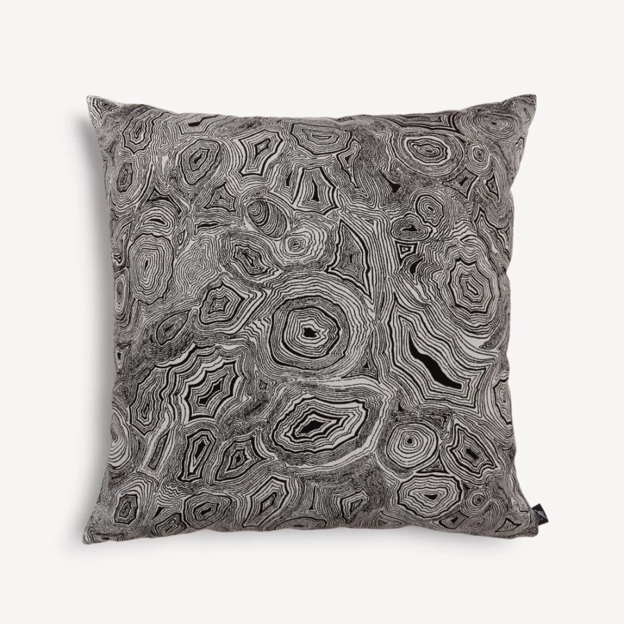 Fornasetti Outdoor Cushion in White & Black - Malachite Pattern Luxury Garden Seating