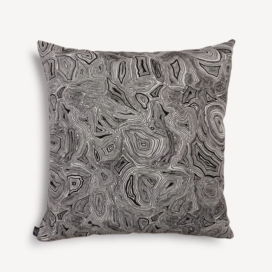 Fornasetti Outdoor Cushion in White & Black - Malachite Pattern Luxury Garden Seating