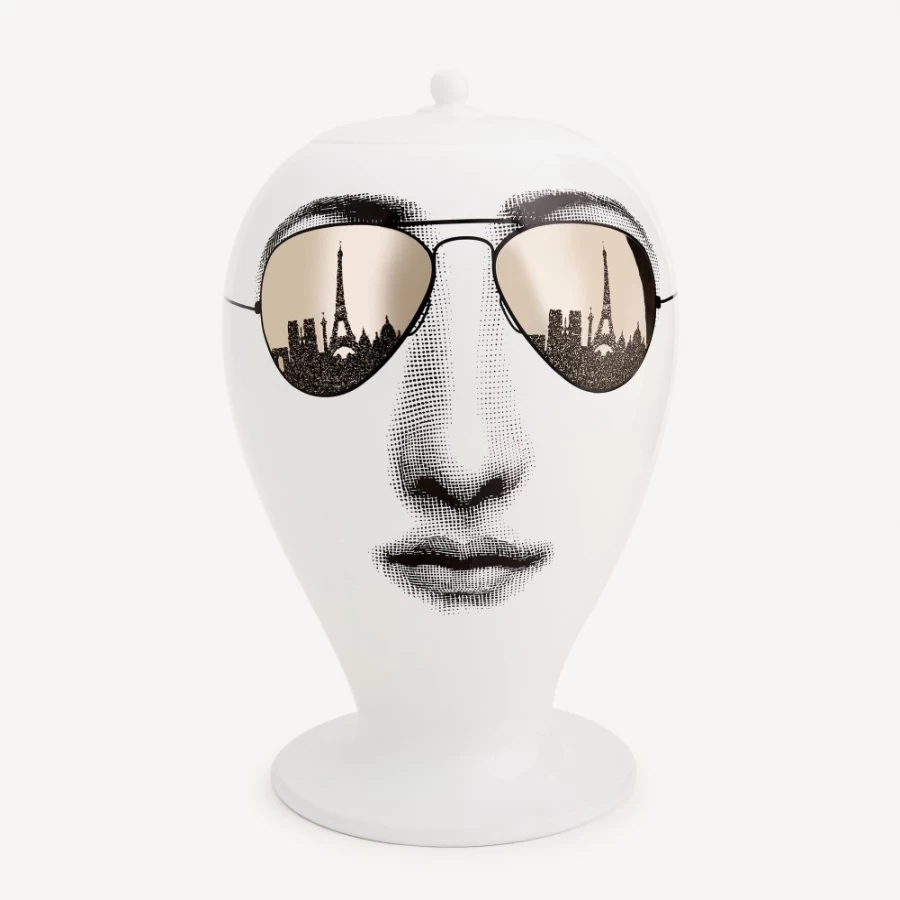 Fornasetti White Black Platinum Vase Paris Tour Decorative Collectible