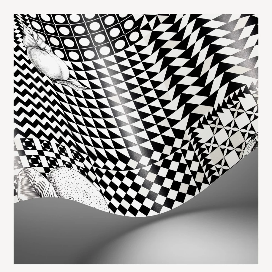 Fornasetti Black & White Frutta E Geometrico Wallpaper