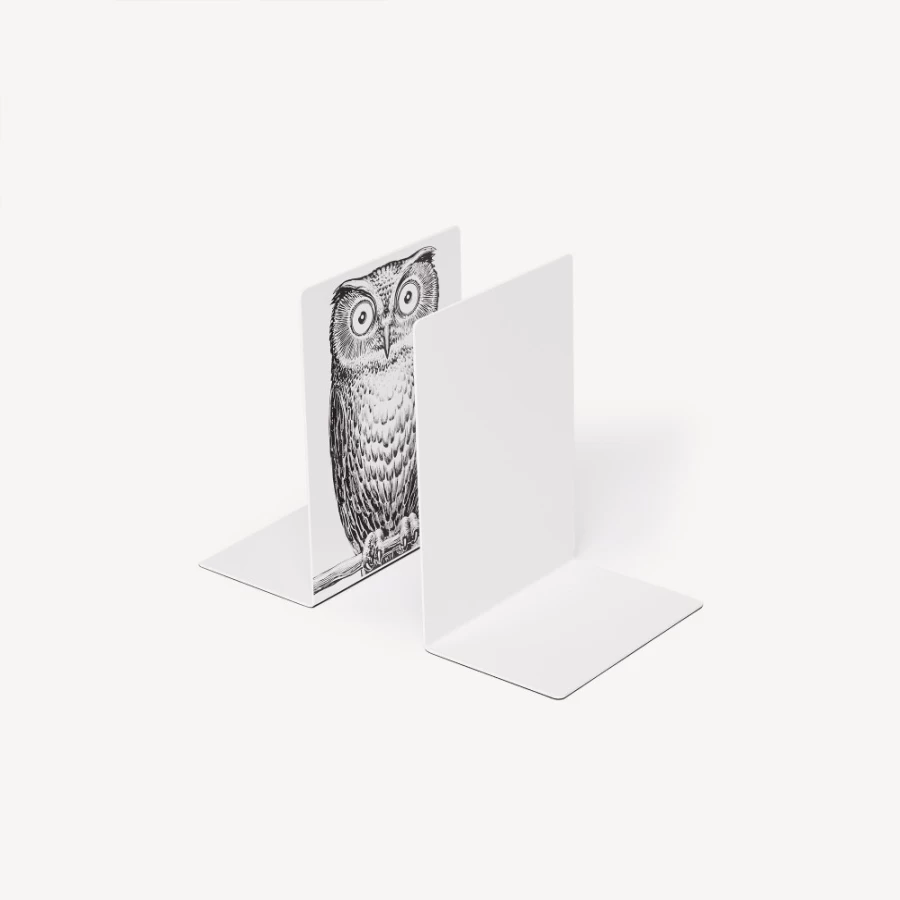 Fornasetti White and Black Civetta Bookends - Elegant Designer Book Holders