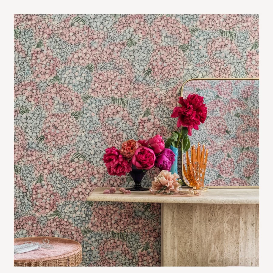 Fornasetti Ortensia Pink & Blue Wallpaper - Premium Designer Wall Covering