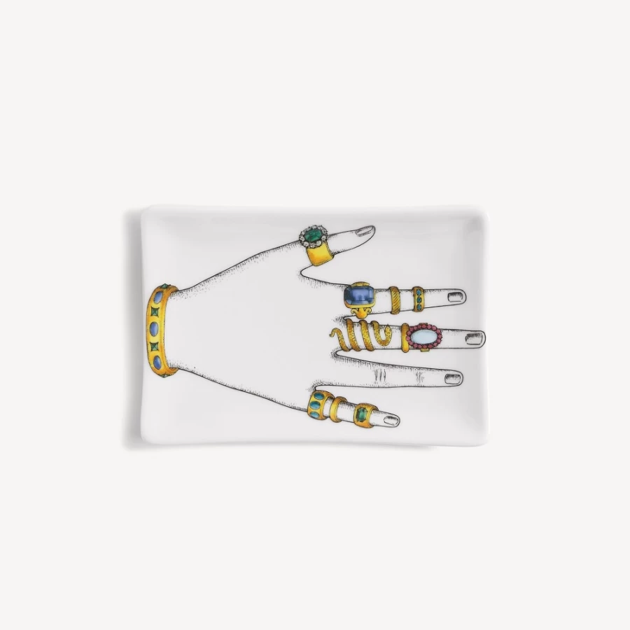 Fornasetti Multicolour Mano Con Anelli Porcelain Ashtray - Decorative Collectible Design