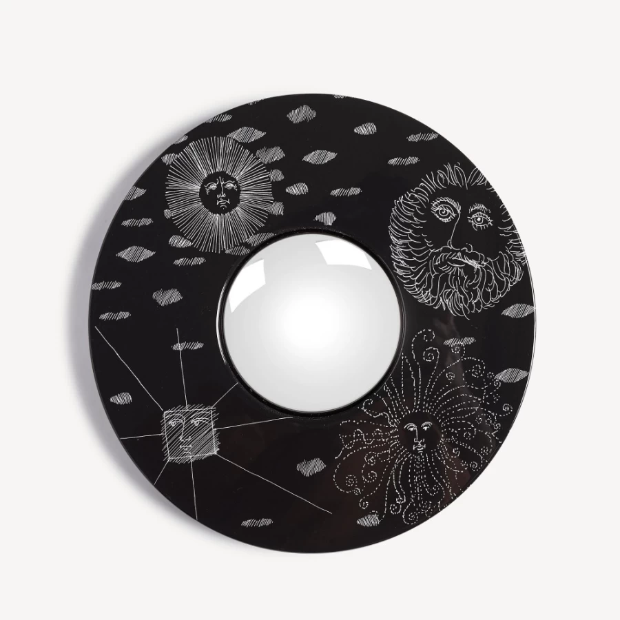 Fornasetti White and Black Convex Mirror Frame - Solitario Design