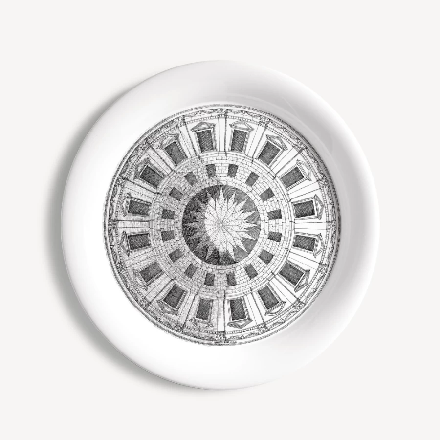Fornasetti Cortile Tray in White and Black - Decorative Collectible Tray