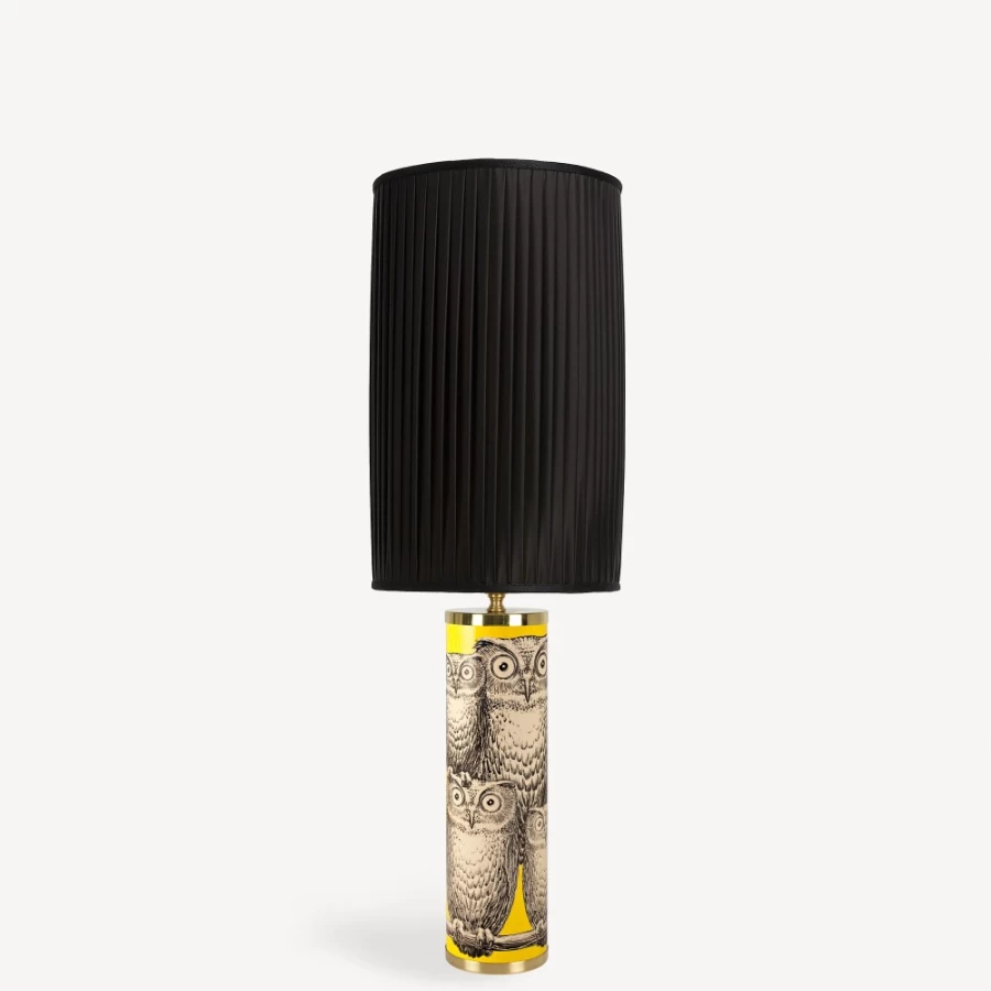Fornasetti Multicolour Cylindrical Lamp Base Civette - Decorative Designer Lighting